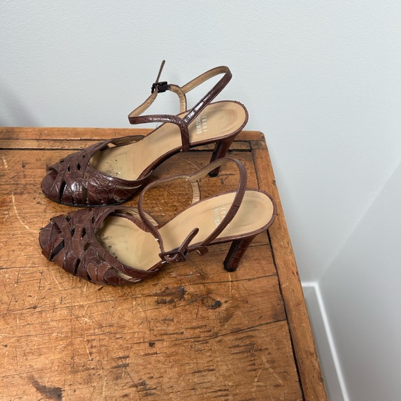 Stuart Weitzman Stunning Brown High Heels leather, Open Toe with strap, - Picture 4 of 4